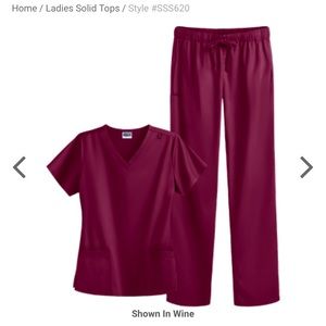 Size XS Wine Scrubs Top and Bottom